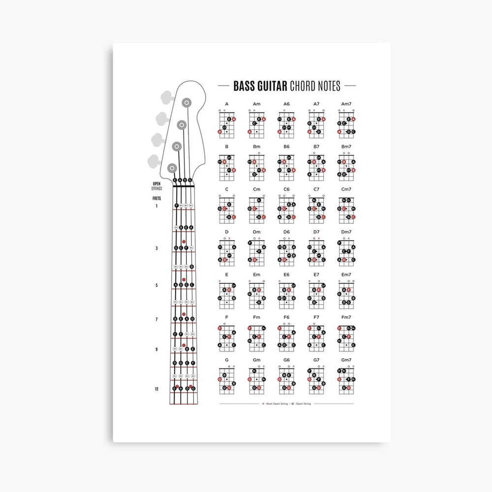 Bass Guitar Chord & Fretboard Notes Art Print for Sale by pennyandhorse