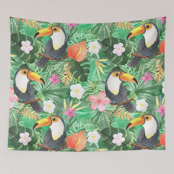 Item preview, Tropical tucan pattern designed and sold by ArtStyleAlice.