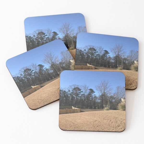 Item preview, Backyard Beautiful Clear Blue Sky Tall Woodland Trees Sunburnt Earthy Brown Grass Landscape Shrub Plants designed and sold by NadeenInspires.