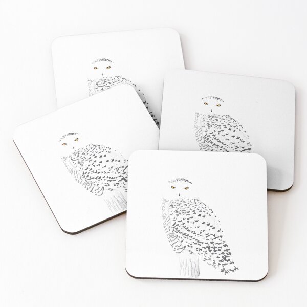 Item preview, Adult male Snowy Owl in minimal style designed and sold by AndrasVasasArt.