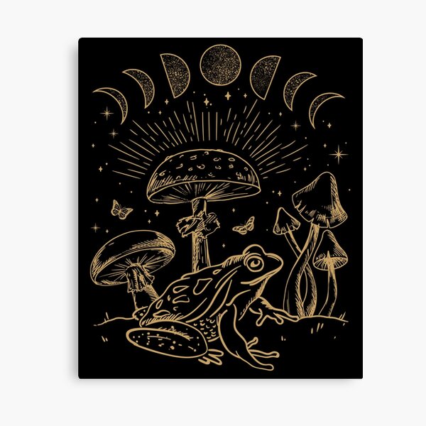 Item preview, Dark Academia Frog Under Mushroom: Cottagecore Aesthetic with Goth Mystique, Edgy Fairygrunge Theme, Forest Psychedelic Nature and Witchy designed and sold by MinistryOfFrogs.
