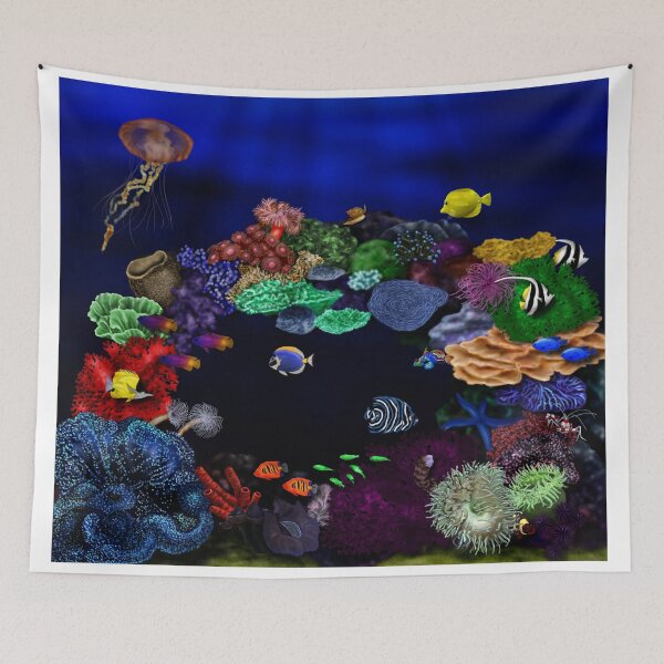 Item preview, Colorful Coral & Fish Reef Art designed and sold by HRSCreates.