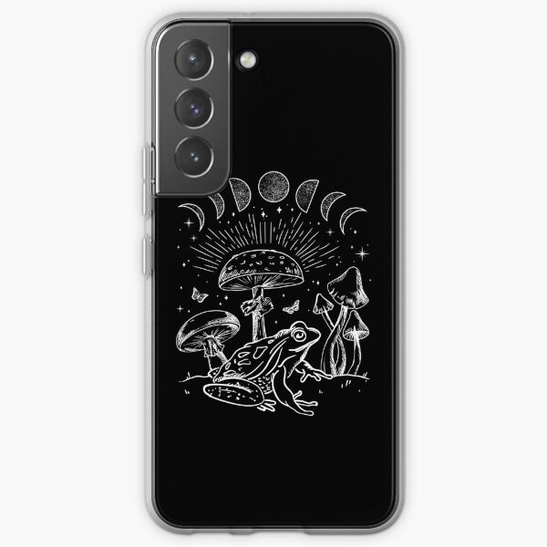 Frog Under Mushroom Dark Academia Cottagecore Aesthetic Goth Mystical - Edgy Alternative Look - Fungi Butterfly Toad In Forest Themed Psychedelic Nature - Gardencore Witchy Vibes Samsung Galaxy Soft Case