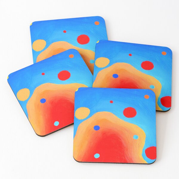 Item preview, Floating orange bubbles on abstract blue background designed and sold by elenah0707.