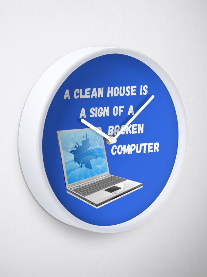 Alternate view of Broken Computer Cleaning Lady Gift Humor Clock