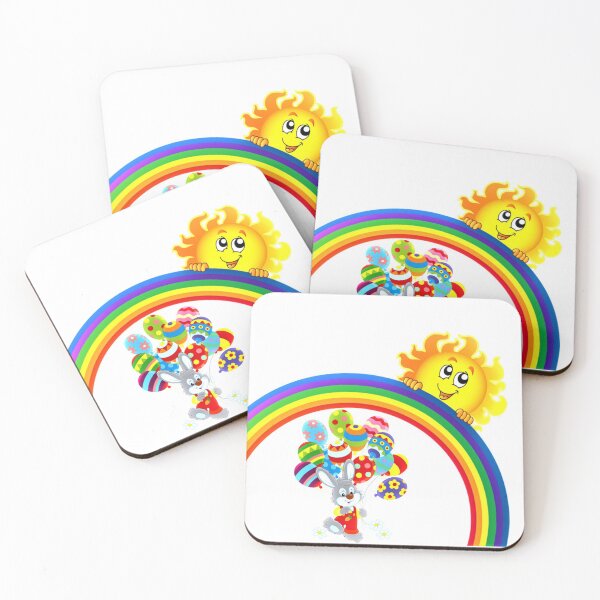 Item preview, Funny Easter Bunny With Balloons Easter Eggs And Rainbow  designed and sold by TrendySpace.