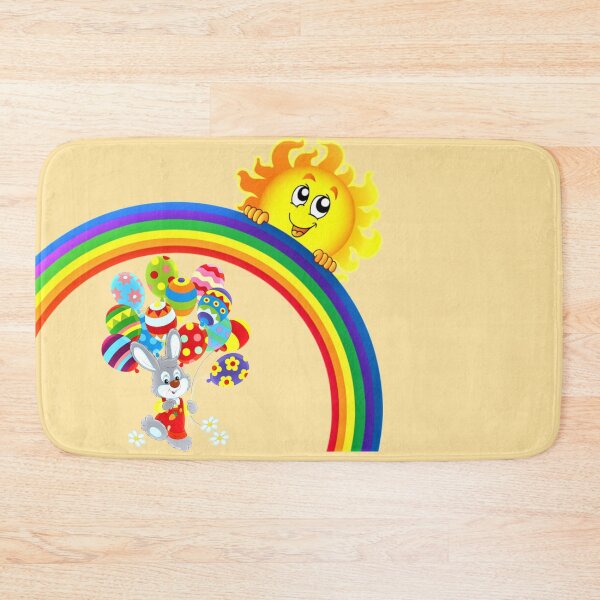 Item preview, Funny Easter Bunny With Balloons Easter Eggs And Rainbow  designed and sold by TrendySpace.