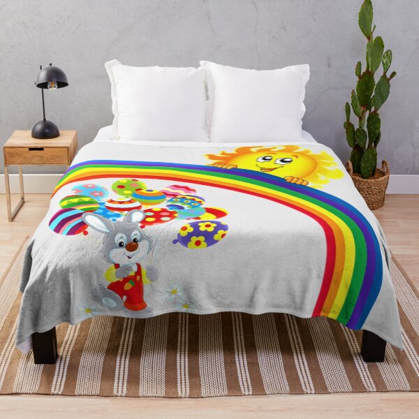 Item preview, Funny Easter Bunny With Balloons Easter Eggs And Rainbow designed and sold by TrendySpace.