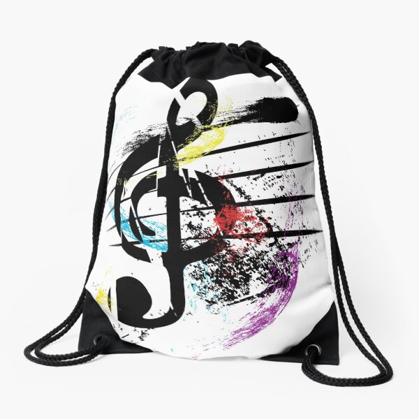 Abstract Musical Note- Paint Splatter Treble Cleft Drawstring Bag
