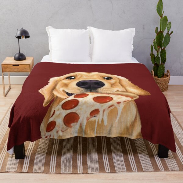 Item preview, Golden Retriever eating pizza - dog with a slice of pizza designed and sold by Mehu.