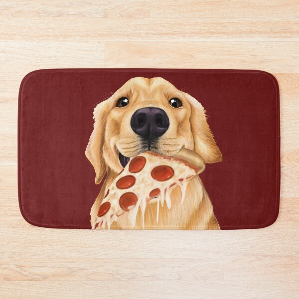 Item preview, Golden Retriever eating pizza - dog with a slice of pizza designed and sold by Mehu.