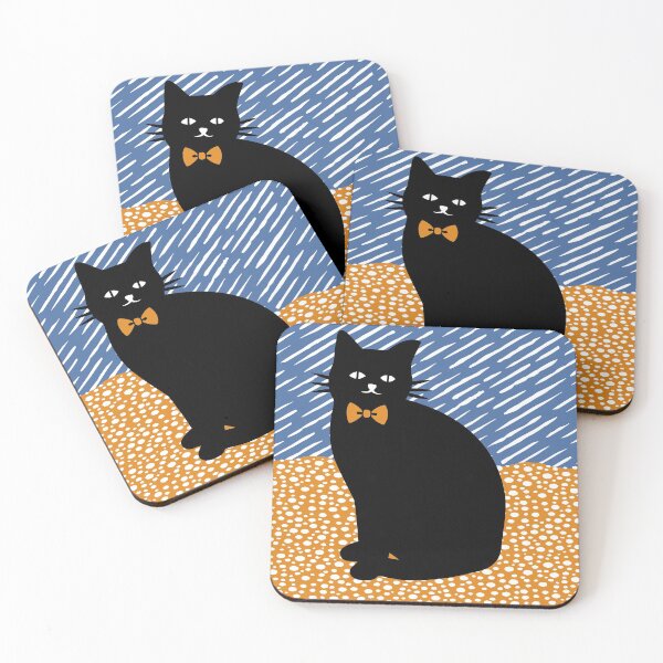 Item preview, Woodblock Art Black Cat Wearing Bow Tie designed and sold by STUDIO-72.