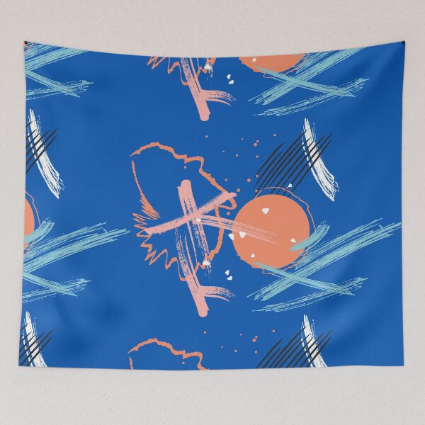 Item preview, Navy abstract shapes painting designed and sold by Milatoo.