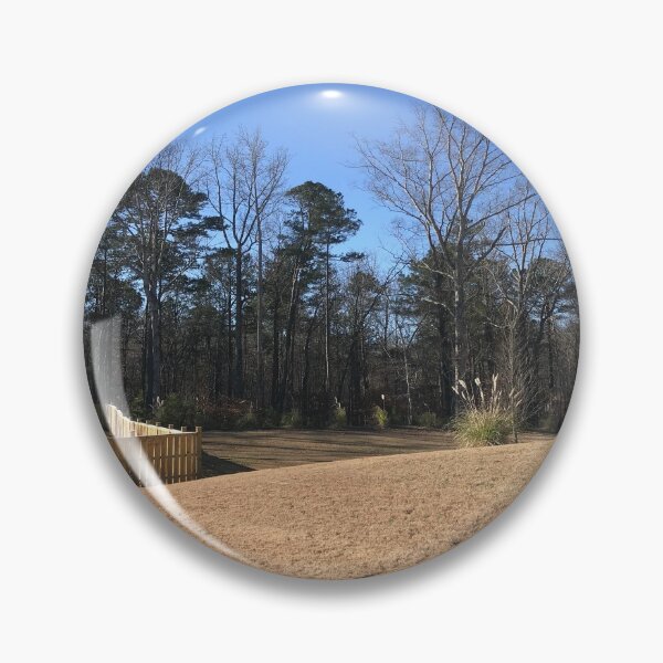 Item preview, Backyard Beautiful Clear Blue Sky Tall Woodland Trees Sunburnt Earthy Brown Grass Landscape Shrub Plants designed and sold by NadeenInspires.