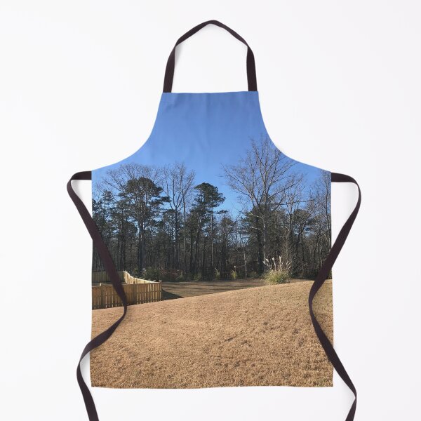 Item preview, Backyard Beautiful Clear Blue Sky Tall Woodland Trees Sunburnt Earthy Brown Grass Landscape Shrub Plants designed and sold by NadeenInspires.