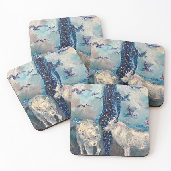 Item preview, A star couple. White wolves and the girl cosmos. designed and sold by Elena Reutova.