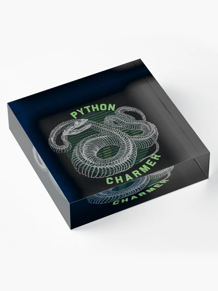 Thumbnail 4 of 5, Acrylic Block, Python Charmer Coding Programmer Computer Nerd designed and sold by OmmeDesigns.
