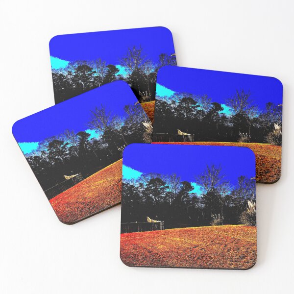 Item preview, Beautiful Shades of Blue Sky Tall Woodland Trees Sunburnt  Golden Grass Landscape Shrub Plants designed and sold by NadeenInspires.