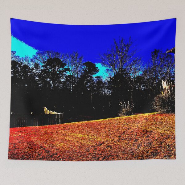 Item preview, Beautiful Shades of Blue Sky Tall Woodland Trees Sunburnt  Golden Grass Landscape Shrub Plants designed and sold by NadeenInspires.