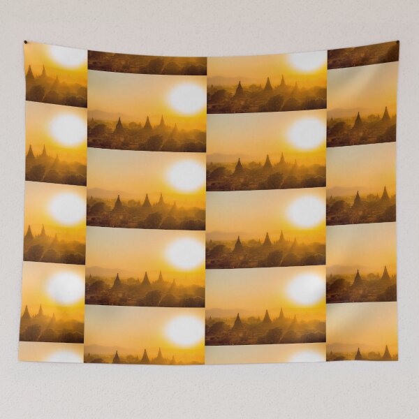 Item preview, Myanmar. Bagan. View from the top of the Temple. Sunset with the huge Sun. designed and sold by vadim19.