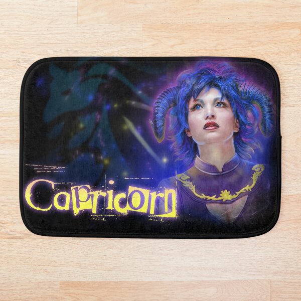 Zodiac Capricorn Symbol with Horned Woman from Astrology Bath Mat