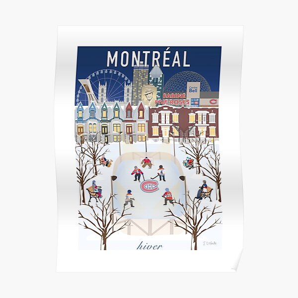 Scène de ville de hockey en plein air Poster