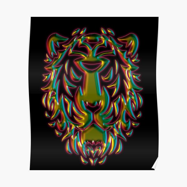 Lion Cats Art Motif Design Poster