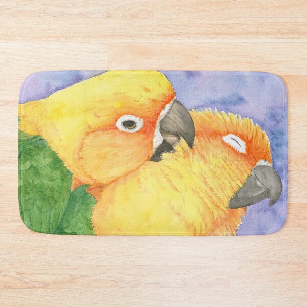 Item preview, watercolor sun conure kiss designed and sold by L'Atelier Oranjade.