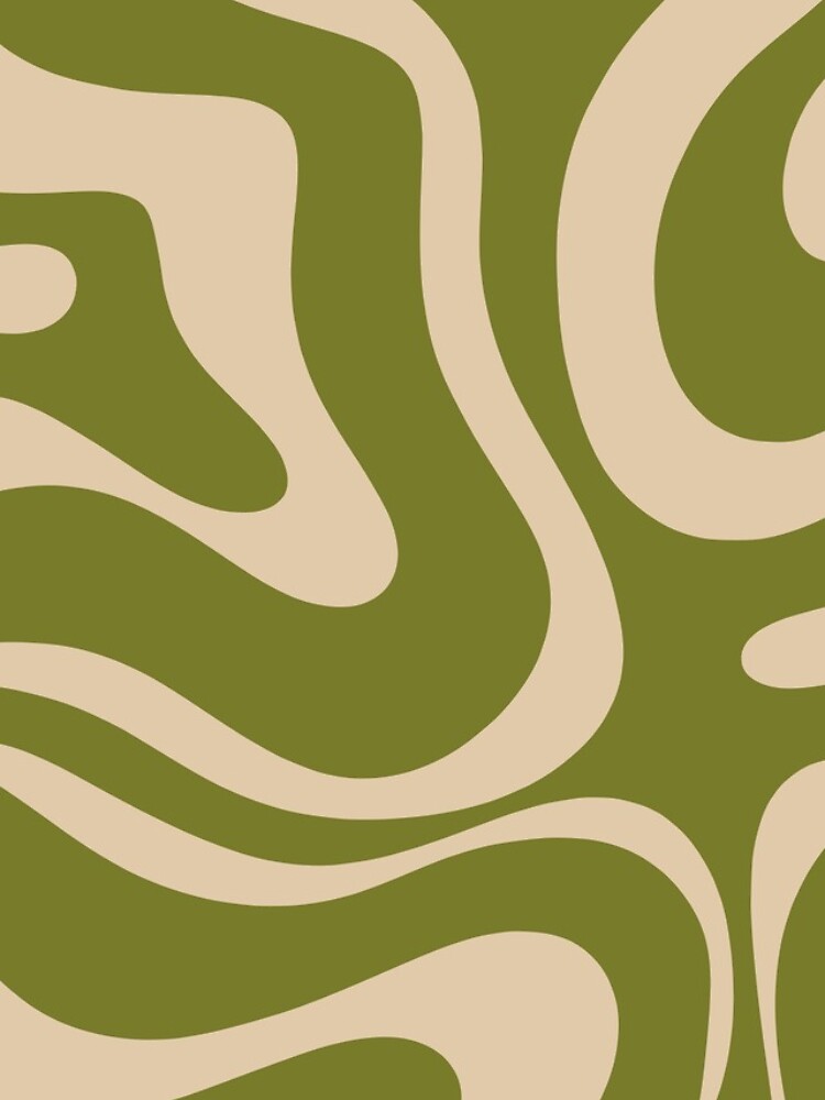 Modern Liquid Swirl Abstract Pattern in Mid Mod Olive Green and Beige iPhone Case