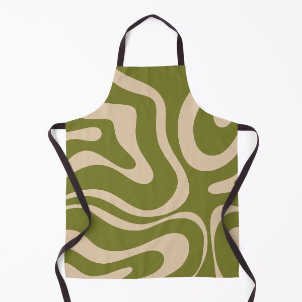 Item preview, Modern Liquid Swirl Abstract Pattern in Mid Mod Olive Green and Beige designed and sold by kierkegaard.