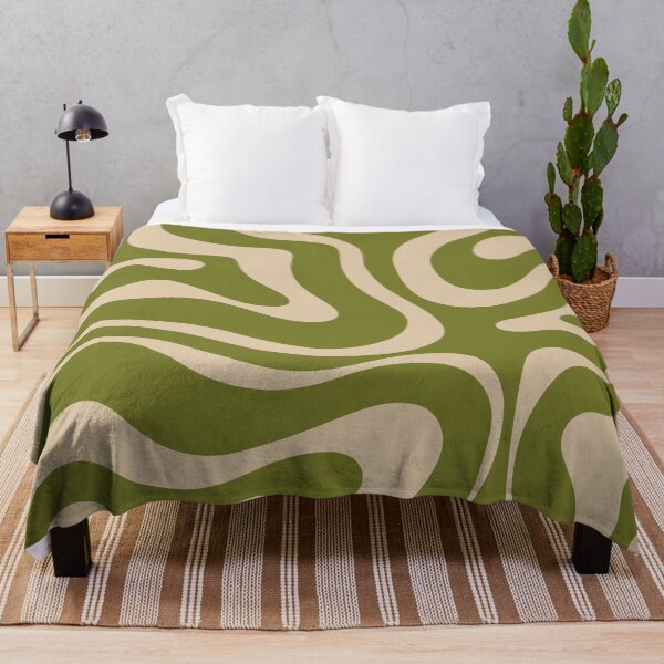 Item preview, Modern Liquid Swirl Abstract Pattern in Mid Mod Olive Green and Beige designed and sold by kierkegaard.