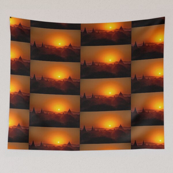 Item preview, Myanmar. Bagan. View from the top of the Temple. Red Hue Sunset. designed and sold by vadim19.