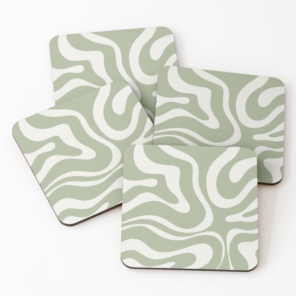 Item preview, Liquid Swirl Abstract Pattern in Sage Green and Nearly White designed and sold by kierkegaard.