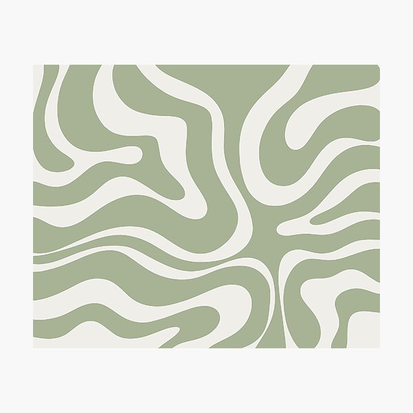 Liquid Swirl Abstract Pattern in Sage Green and Nearly White Photographic Print