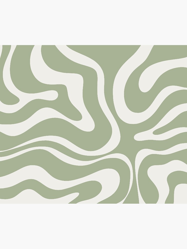 Liquid Swirl Abstract Pattern in Sage Green and Nearly White by kierkegaard