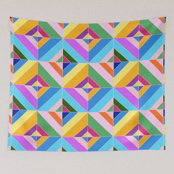 Item preview, Colourful patchwork ,quilt,geometric shapes ,boho pattern  designed and sold by MariaMarinova.