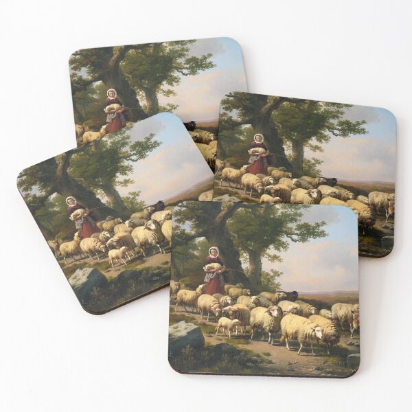 Item preview, A Sheperdess with Her Flock - Eugène Verboeckhoven - 1871 designed and sold by CJET.