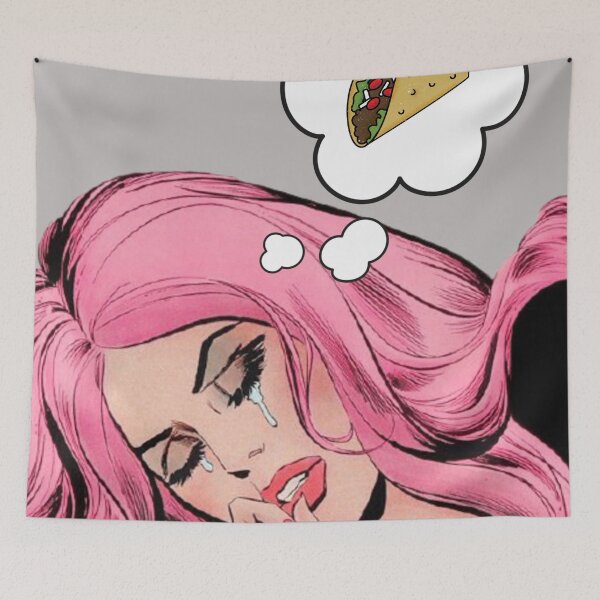Item preview, Pop Art Comic Girl Crying - I Want Tacos designed and sold by TheTopHatGroup.