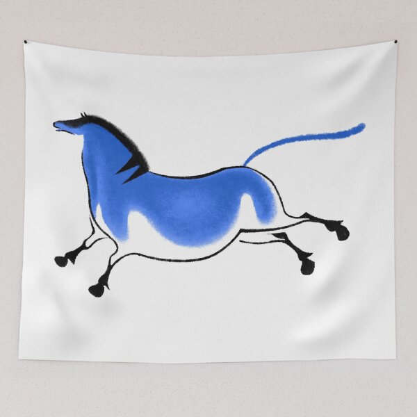 Aperçu de l'œuvre Cheval préhistorique de Przewalski en bleu électrique créée et vendue par Iker Paz Studio.
