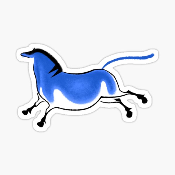 Aperçu de l'œuvre Cheval préhistorique de Przewalski en bleu électrique créée et vendue par Iker Paz Studio.