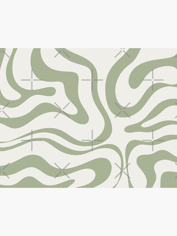 Liquid Swirl Contemporary Abstract Pattern in Light Sage Green Rug