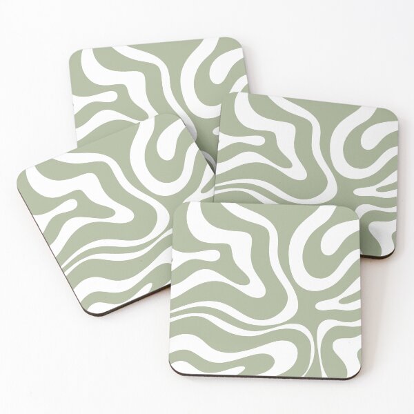 Item preview, Liquid Swirl Abstract Pattern in Sage Green and White designed and sold by kierkegaard.