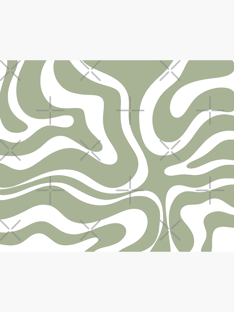 Liquid Swirl Abstract Pattern in Sage Green and White | Poster