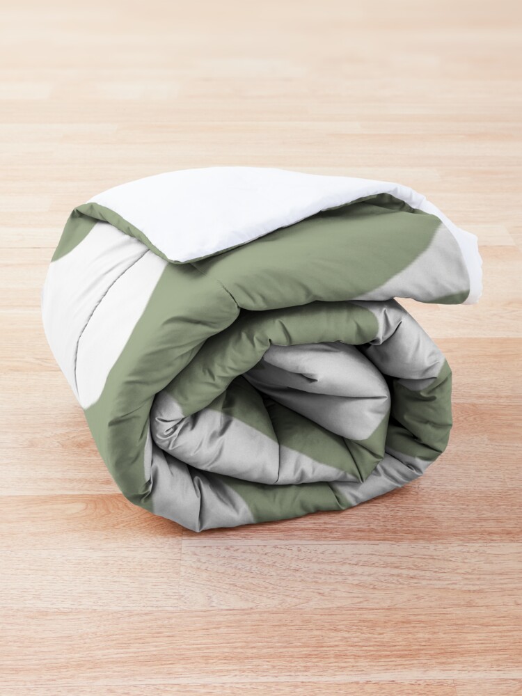 Alternate view of Liquid Swirl Abstract Pattern in Sage Green and White Comforter