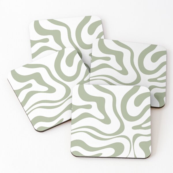 Item preview, Liquid Swirl Abstract Pattern in White and Sage Green designed and sold by kierkegaard.