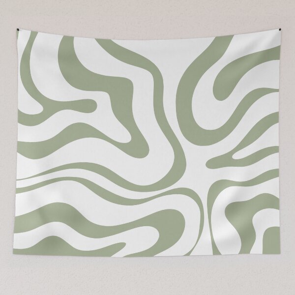 Item preview, Liquid Swirl Abstract Pattern in White and Sage Green designed and sold by kierkegaard.