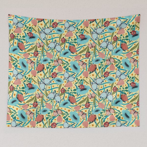 Item preview, Butterflies and Ladybirds // Yellow  designed and sold by Dottadesigns.