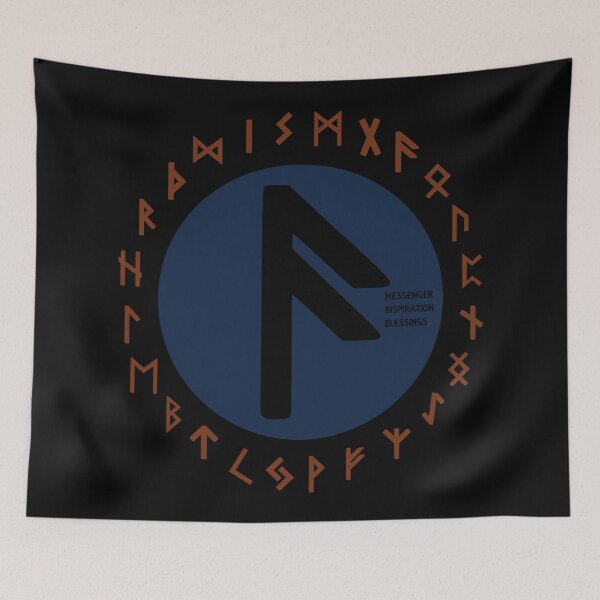 Aperçu de l'œuvre Symbole de rune Ansuz Futhark bleu créée et vendue par Depic Spirit.