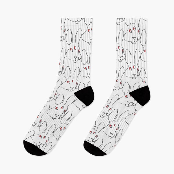 Item preview, White rabbit with red eyes vector seamless pattern linear style designed and sold by Kizuneko.