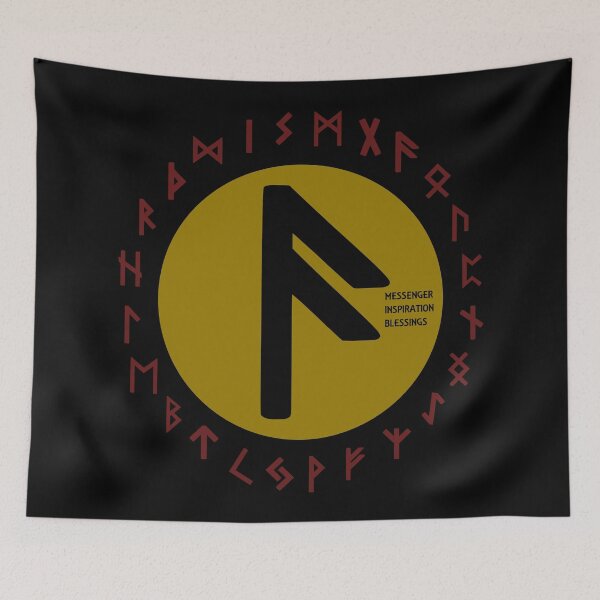 Aperçu de l'œuvre Symbole de rune Ansuz Futhark jaune créée et vendue par Depic Spirit.